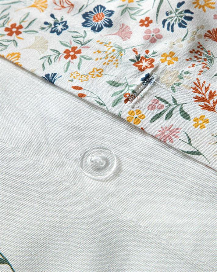 Set husa de pilota cu o fata de perna pentru o persoana, Bloomy Lines, bumbac, 160x220 cm/50x70 cm, galben