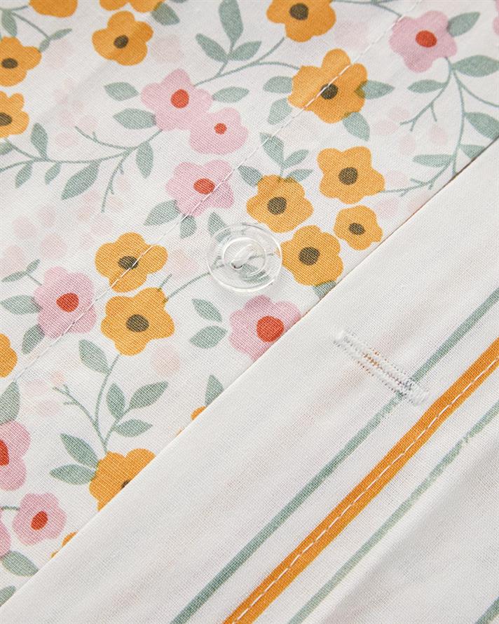 Set husa de pilota cu o fata de perna pentru o persoana, Ditsy, bumbac, 160x220 cm/50x70 cm, galben