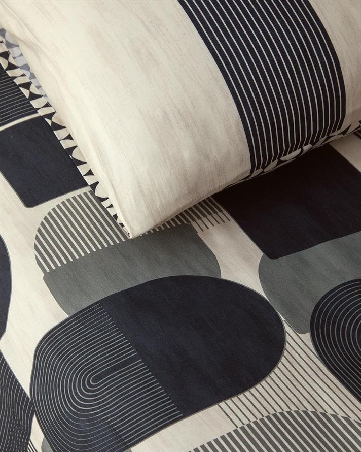 Set husa de pilota cu o fata de perna pentru o persoana, Geodesic, bumbac-viscoza, 160x220 cm/50x70 cm, antracit -verde