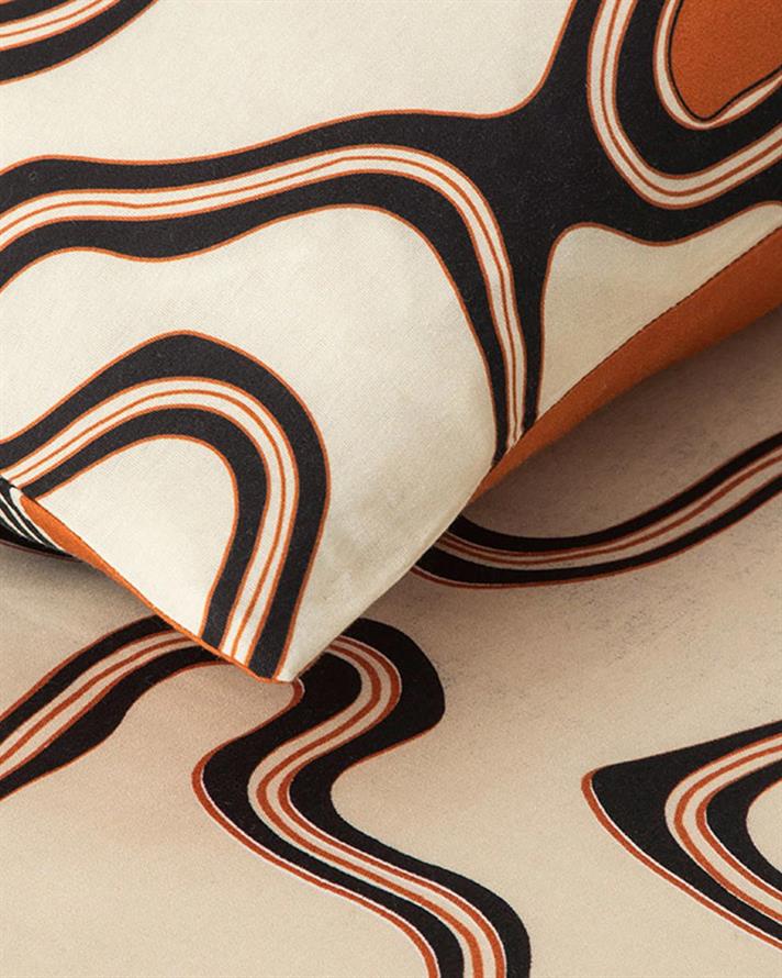 Set husa de pilota cu o fata de perna pentru o persoana, Abstract Art, bumbac-viscoza, 160x220 cm/50x70 cm, bej