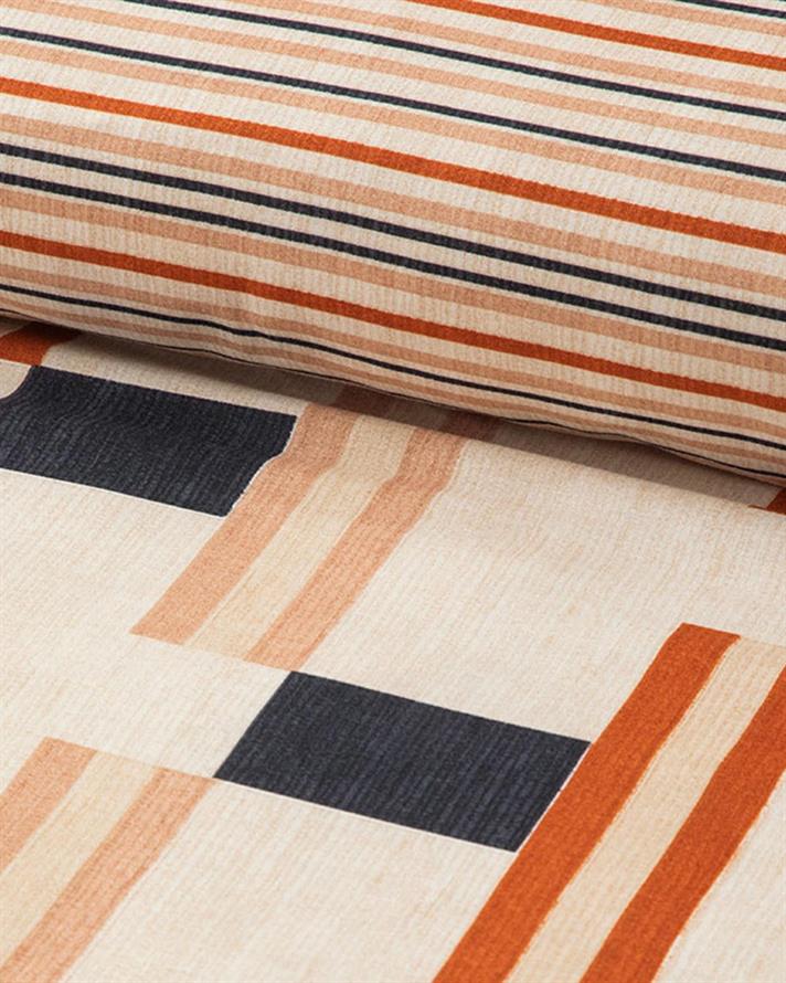 Set husa de pilota cu o fata de perna pentru o persoana, Timeline, bumbac-viscoza, 160x220 cm/50x70 cm, terracotta