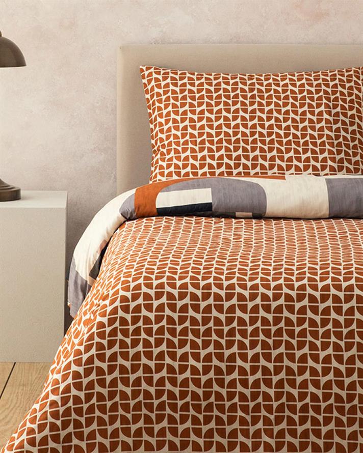 Set husa de pilota cu o fata de perna pentru o persoana, Dynamic Square, bumbac-viscoza, 160x220 cm/50x70 cm, bej –terra