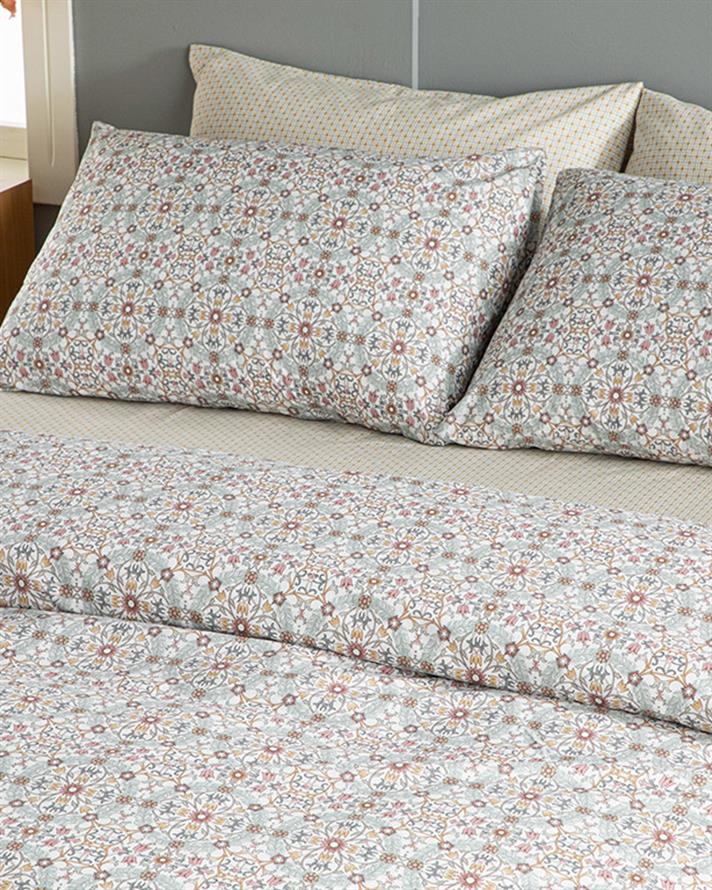 Set husa de pilota cu o fata de perna pentru o persoana, Sunflower, bumbac-poliester, 160x220 cm/50x70 cm, roz – galben