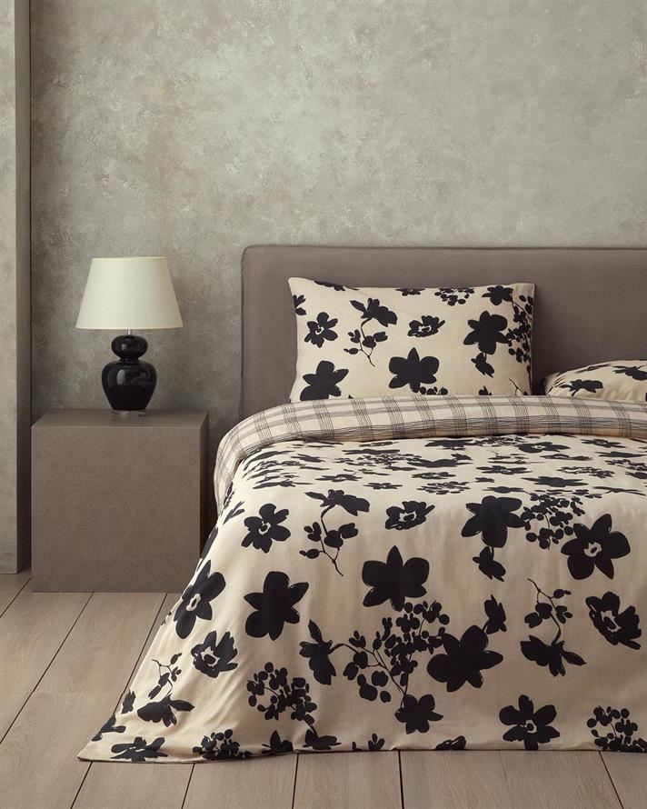 Set husa de pilota cu o fata de perna pentru o persoana, Cosmos Garden, bumbac-viscoza, 160x220 cm/50x70 cm, bej