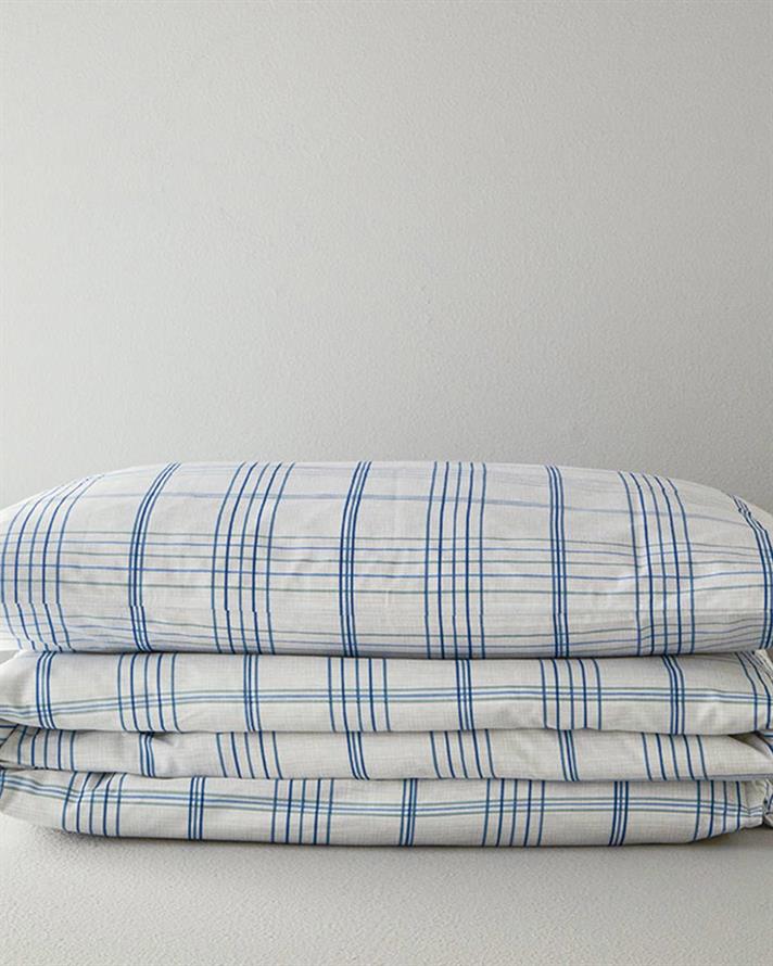 Set husa de pilota cu o fata de perna pentru o persoana, Balmoral, bumbac-poliester, 160x220 cm/50x70 cm, bleu