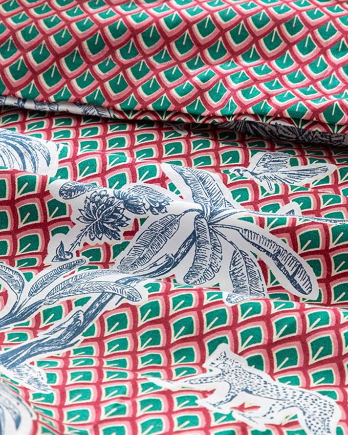 Set husa de pilota cu o fata de perna pentru o persoana, Toile de Jouy, bumbac, 160x220 cm/50x70 cm, fuchsia