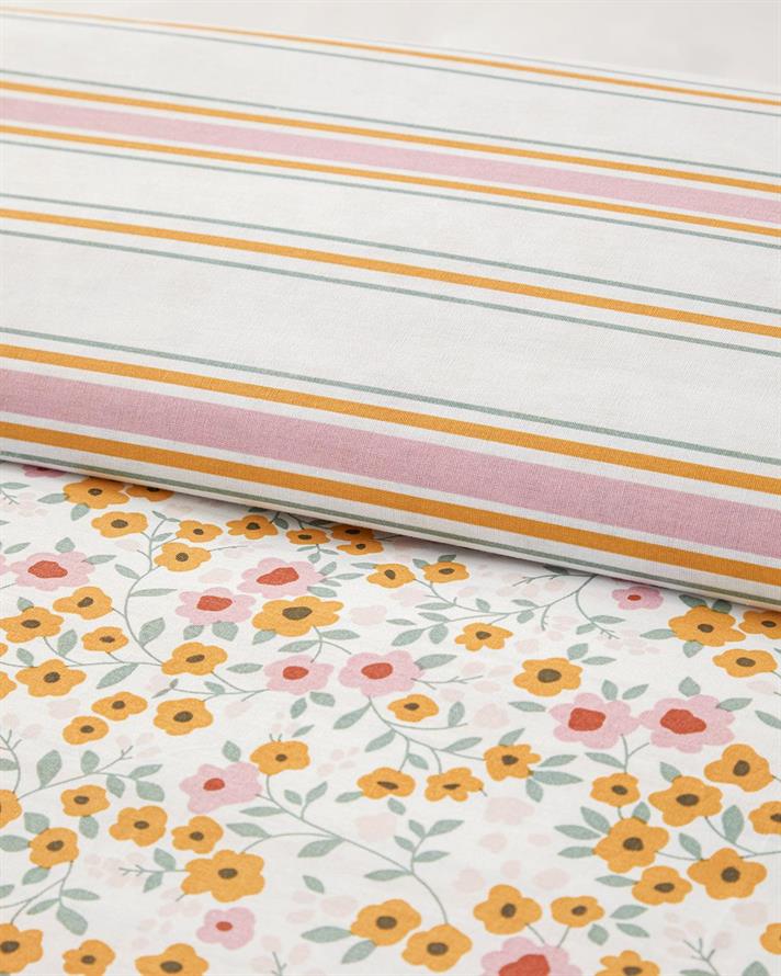 Set husa de pilota cu o fata de perna pentru o persoana, Ditsy, bumbac, 160x220 cm/50x70 cm, galben