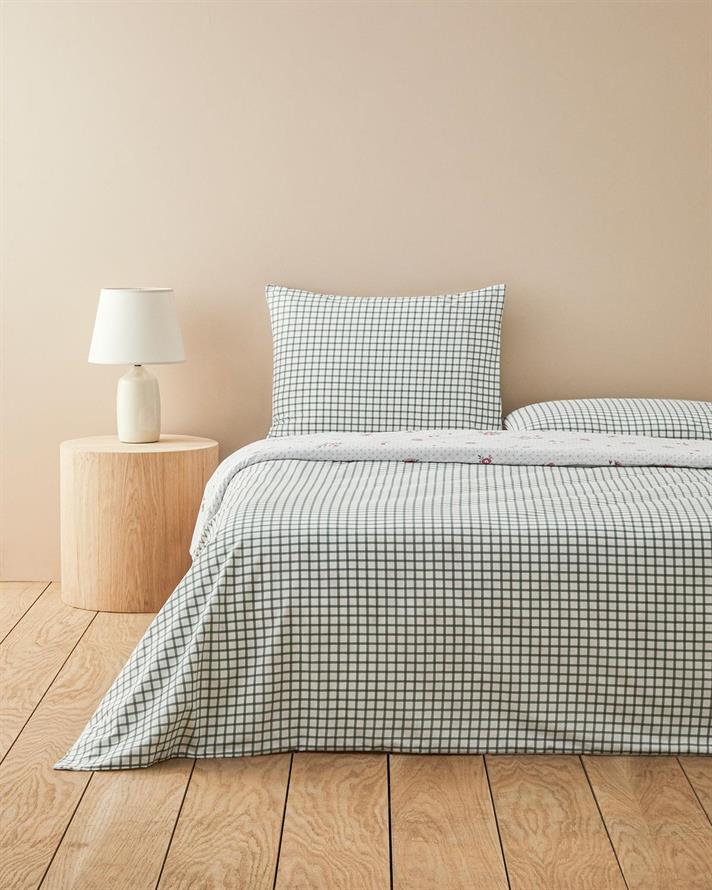 Set husa de pilota cu o fata de perna pentru o persoana, Bloomy Dots, bumbac, 160x220 cm/50x70 cm, roz