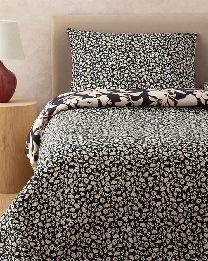 Set husa de pilota cu o fata de perna pentru o persoana, Grandiflora, bumbac-viscoza, 160x220 cm/50x70 cm, antracit-terr