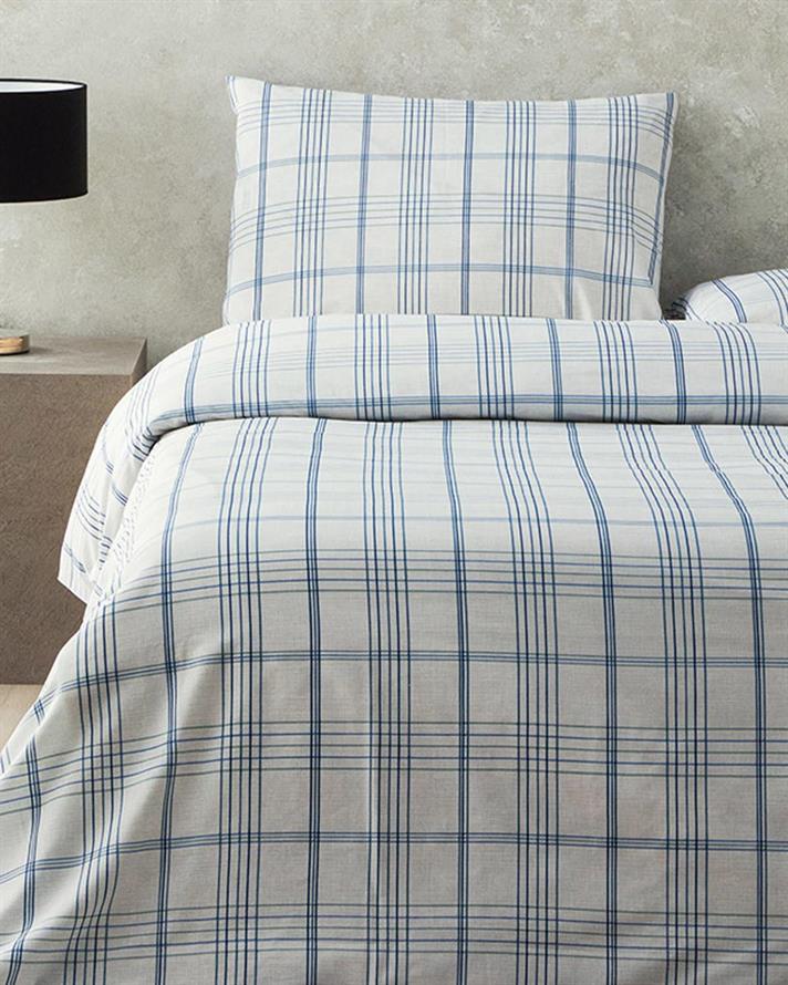 Set husa de pilota cu o fata de perna pentru o persoana, Balmoral, bumbac-poliester, 160x220 cm/50x70 cm, bleu