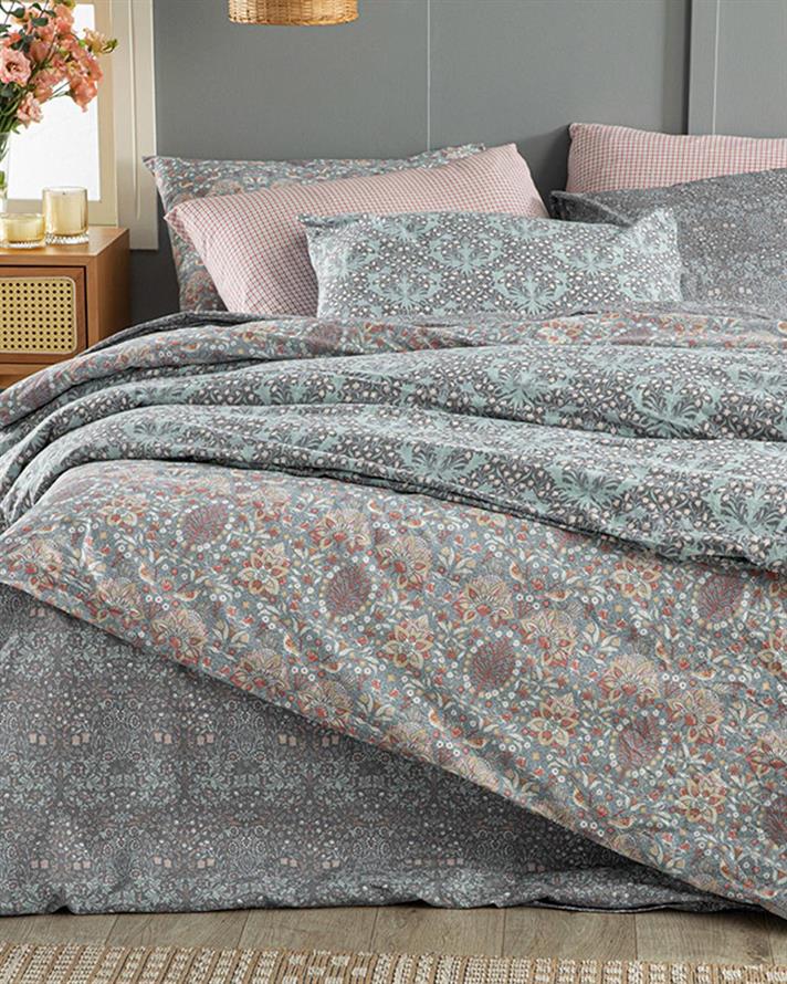 Set husa de pilota cu o fata de perna pentru o persoana, Honeysuckle, bumbac-poliester, 160x220 cm/50x70 cm, bleu