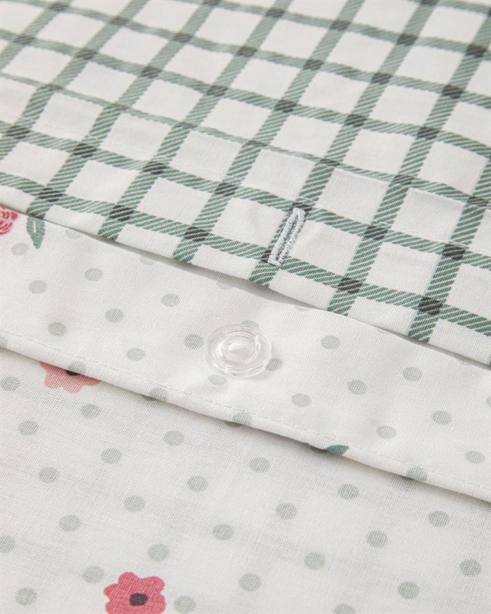 Set husa de pilota cu o fata de perna pentru o persoana, Bloomy Dots, bumbac, 160x220 cm/50x70 cm, roz