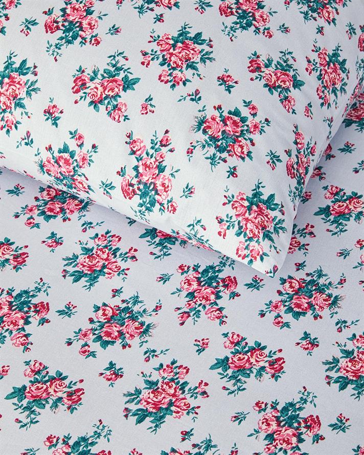 Set husa de pilota si fata de perna pentru o persoana, Rose Harmony, bumbac, 160x220 cm/50x70 cm, bleu