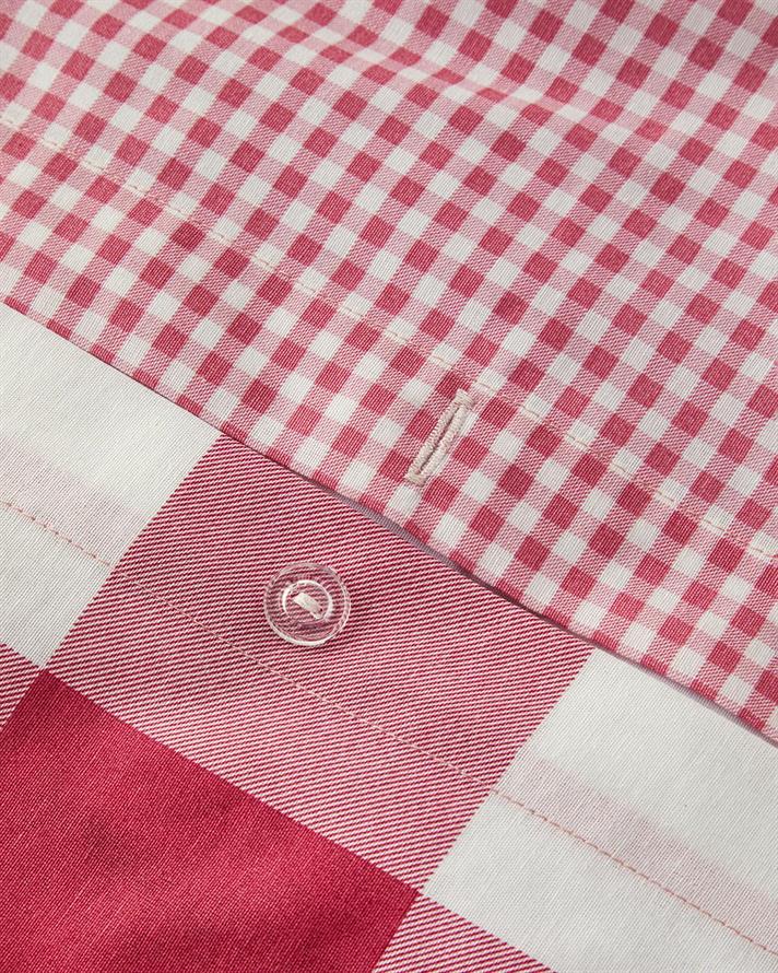 Set husa de pilota si fata de perna pentru o persoana, Gingham, bumbac-poliester, 160x220 cm/50x70 cm, roz