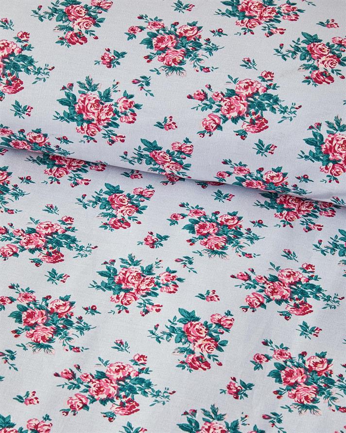 Set husa de pilota si fata de perna pentru o persoana, Rose Harmony, bumbac, 160x220 cm/50x70 cm, bleu
