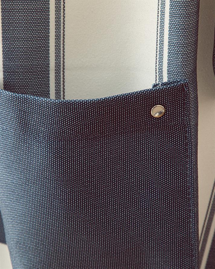 Set șorț bucătărie, mănusă și suport textil termorezistente, Blue Lines, poliester, 65x75 cm, bleumarin