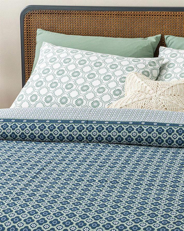 Daisy Cell Printed For One Person Summer Blanket Set 150x220 cm Dark Blue