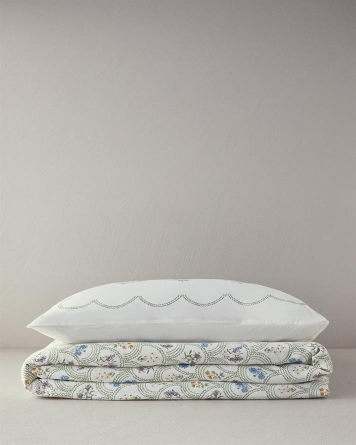 Floral Wreaths Printed For One Person Summer Blanket Set 150x220 cm Green