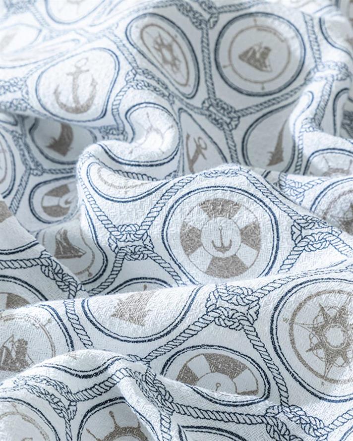 Nautical Printed For One Person Summer Blanket Set 150x220 cm Dark Blue