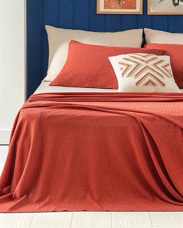 Genesis Soft Touch For One Person Summer Blanket Set 150x220 cm Terracotta