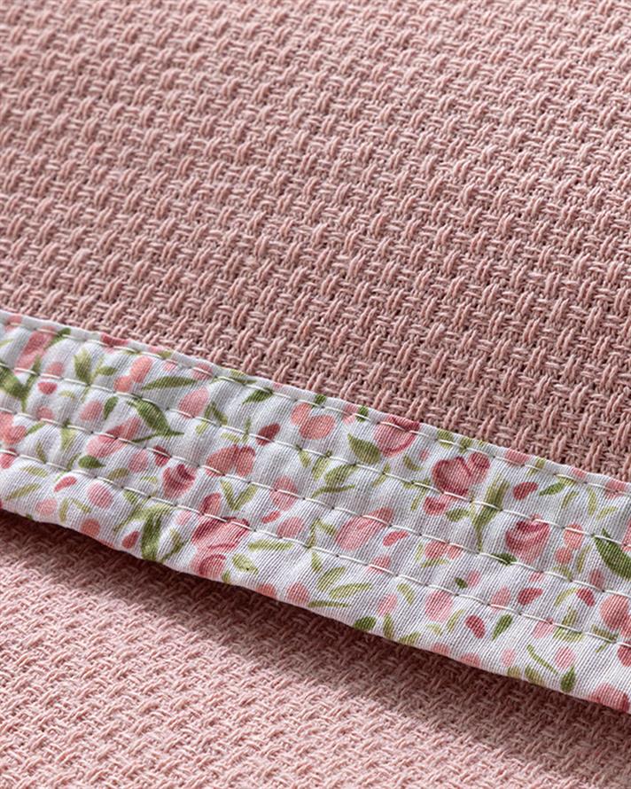 Floral Joy Desenli Biyeli For One Person Summer Blanket Set 150x220 cm Pink
