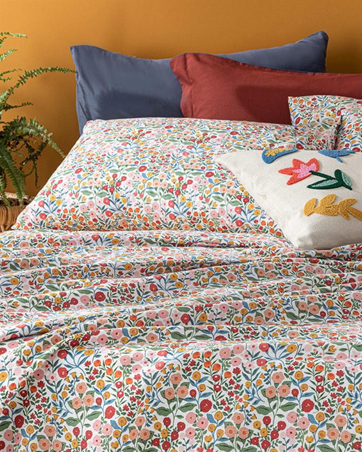 Fleurs Vives Printed For One Person Summer Blanket Set 150x220 cm Pink