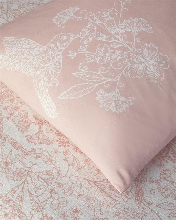 Bird Whisper Printed For One Person Summer Blanket Set 150x220 cm Pink