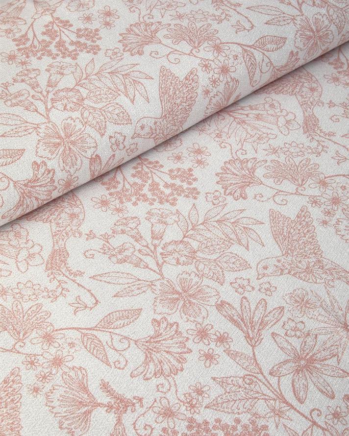 Bird Whisper Printed For One Person Summer Blanket Set 150x220 cm Pink