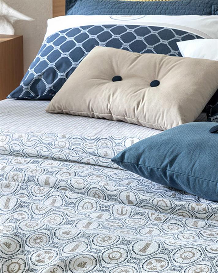 Nautical Printed For One Person Summer Blanket Set 150x220 cm Dark Blue