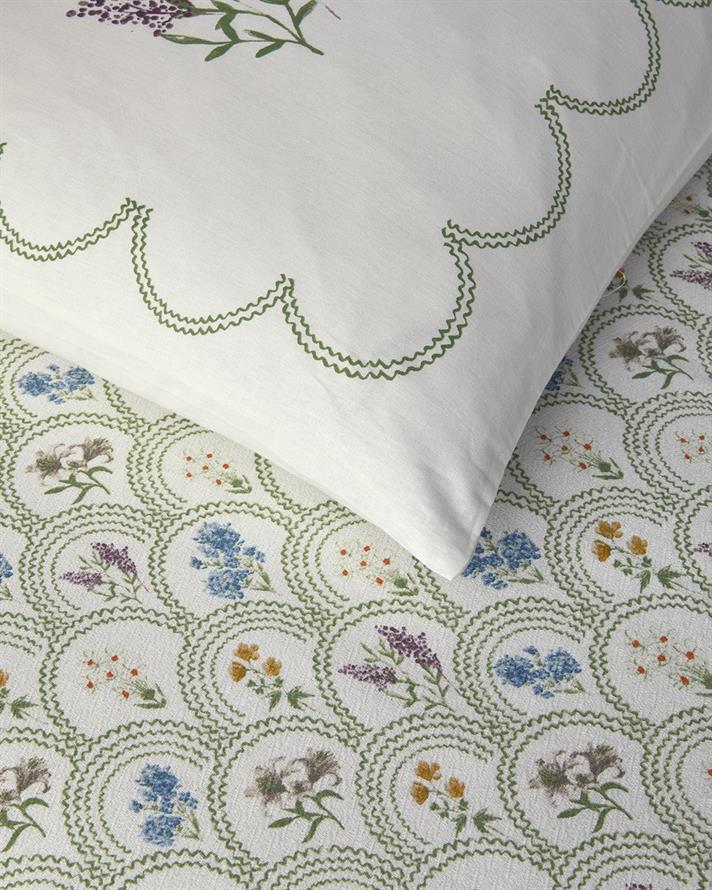 Floral Wreaths Printed For One Person Summer Blanket Set 150x220 cm Green