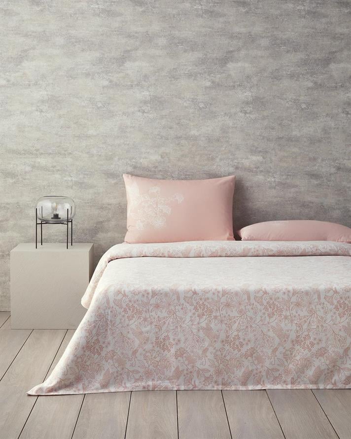 Bird Whisper Printed For One Person Summer Blanket Set 150x220 cm Pink