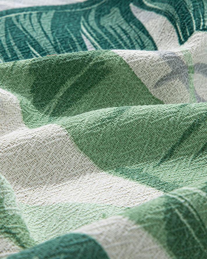 Set pătură subțire cu fețe de pernă, pentru două persoane, Exofolium, bumbac, 240x220 cm, verde