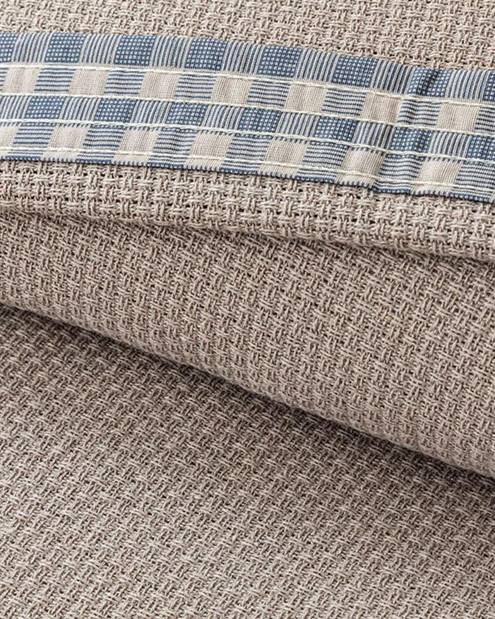 Set pătură subțire cu fețe de pernă, pentru două persoane, Modern Plaid, bumbac-poliester, 200x220 cm, bej