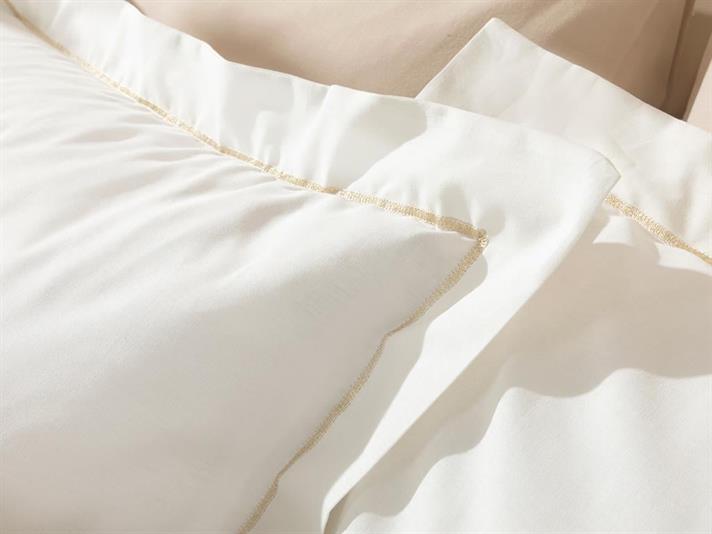Gold Stripe Glittered Cotton Viscose Double Summer Blanket Set 200x220 cm White-Gold.