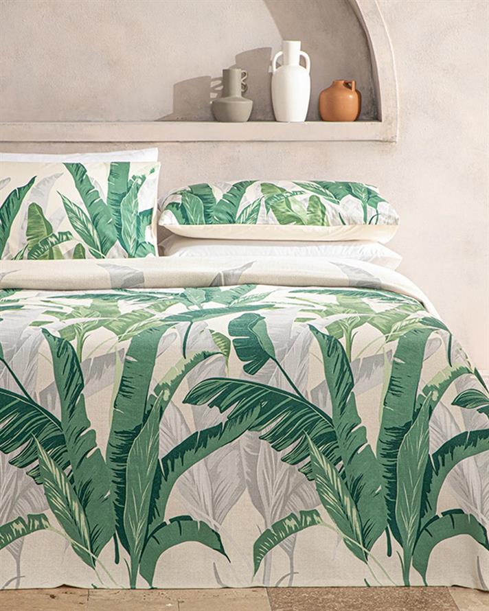 Set pătură subțire cu fețe de pernă, pentru două persoane, Exofolium, bumbac, 200x220 cm, verde