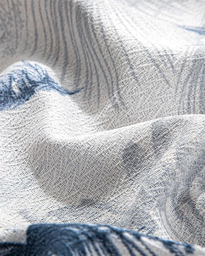 Set pătură subțire cu fețe de pernă, pentru două persoane, Palm Toile, bumbac, 240x220 cm, Indigo