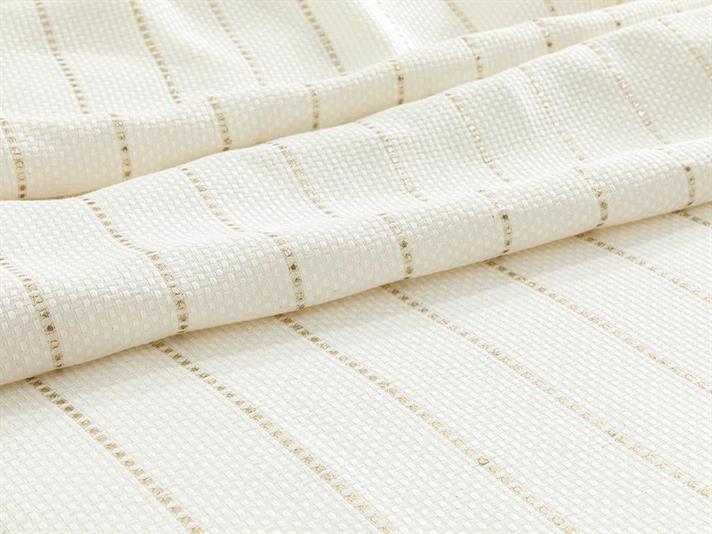Gold Stripe Glittered Cotton Viscose Double Summer Blanket Set 200x220 cm White-Gold.