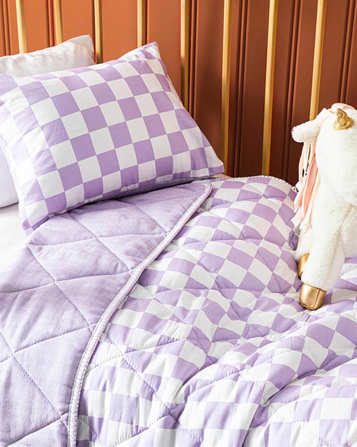 Set pilotă cu față de pernă pentru pătuț, Kareli, 95x145 cm, bumbac, lila