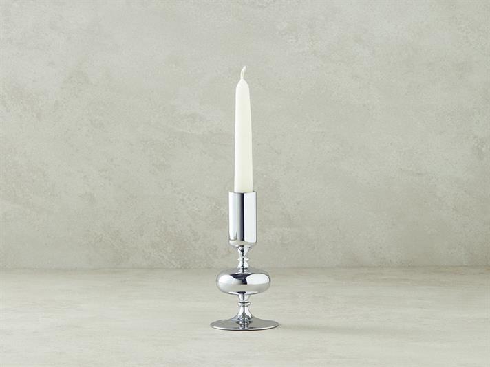 Suport lumânare, Candlestick, sticlă, 6,5 x15 cm, argintiu