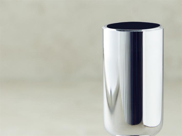 Suport lumânare, Candlestick, sticlă, 6,5 x15 cm, argintiu