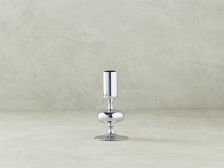 Suport lumânare, Candlestick, sticlă, 6,5 x15 cm, argintiu