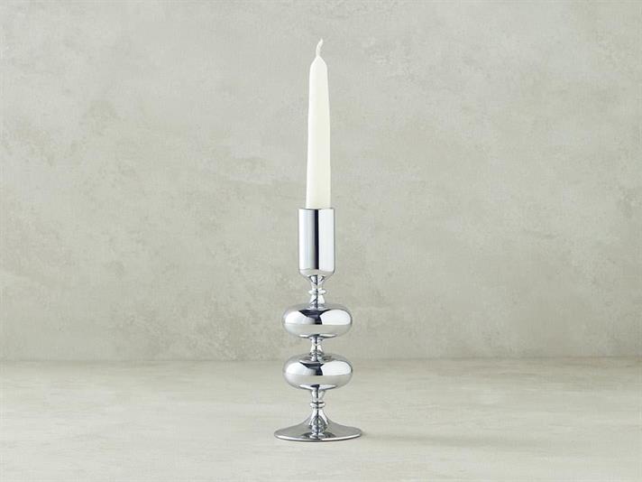 Suport lumânare, Candlestick, sticlă, 6x16 cm, argintiu