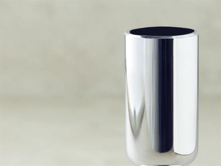 Suport lumânare, Candlestick, sticlă, 6x16 cm, argintiu