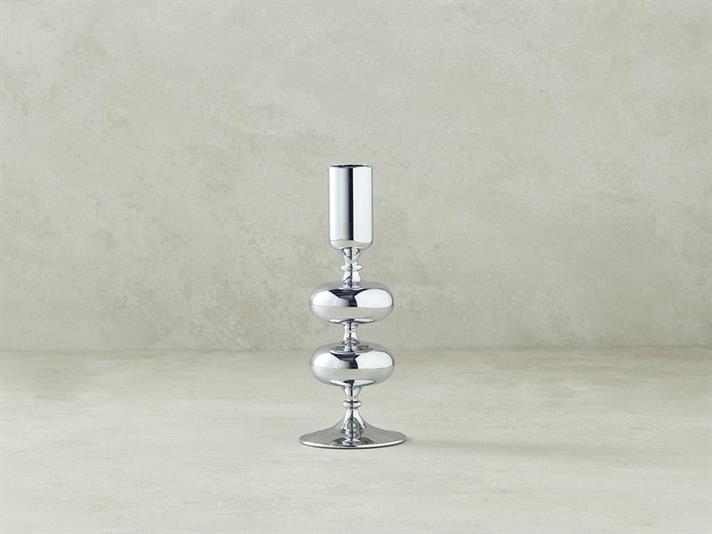 Suport lumânare, Candlestick, sticlă, 6x16 cm, argintiu
