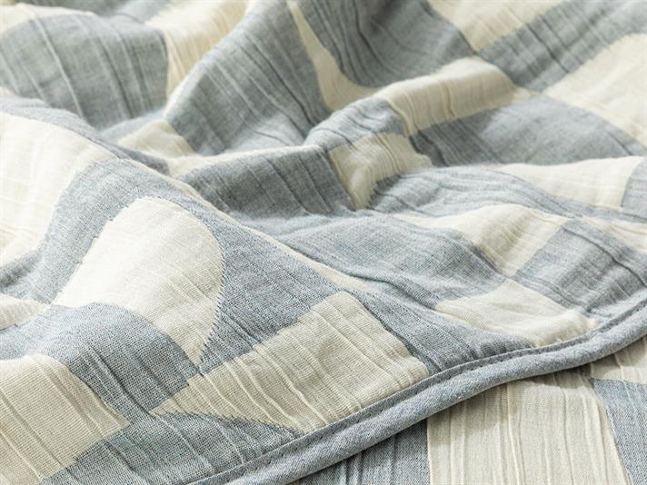 Set cuvertură pat cu față de pernă, pentru o persoană, Shape Sections, bumbac-poliester, 160x240 cm, bleu