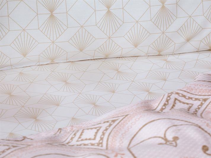 Set pătură subțire cu fețe de pernă, pentru două persoane, Shelby, bumbac-viscoză, 200x220 cm, roz-roz pudră