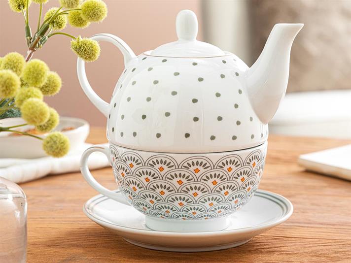 Shelly Porcelain Pot Set 480 ml+350 ml Green