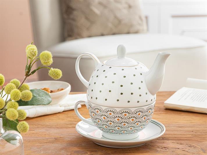 Shelly Porcelain Pot Set 480 ml+350 ml Green