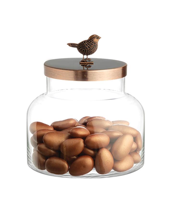 Shiny Bird Glass Jar 14x12,2 cm Bronze