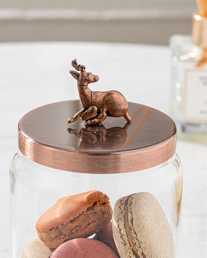 Shiny Deer Borcan, Sticlă, 13*9,6 Cm, Nude